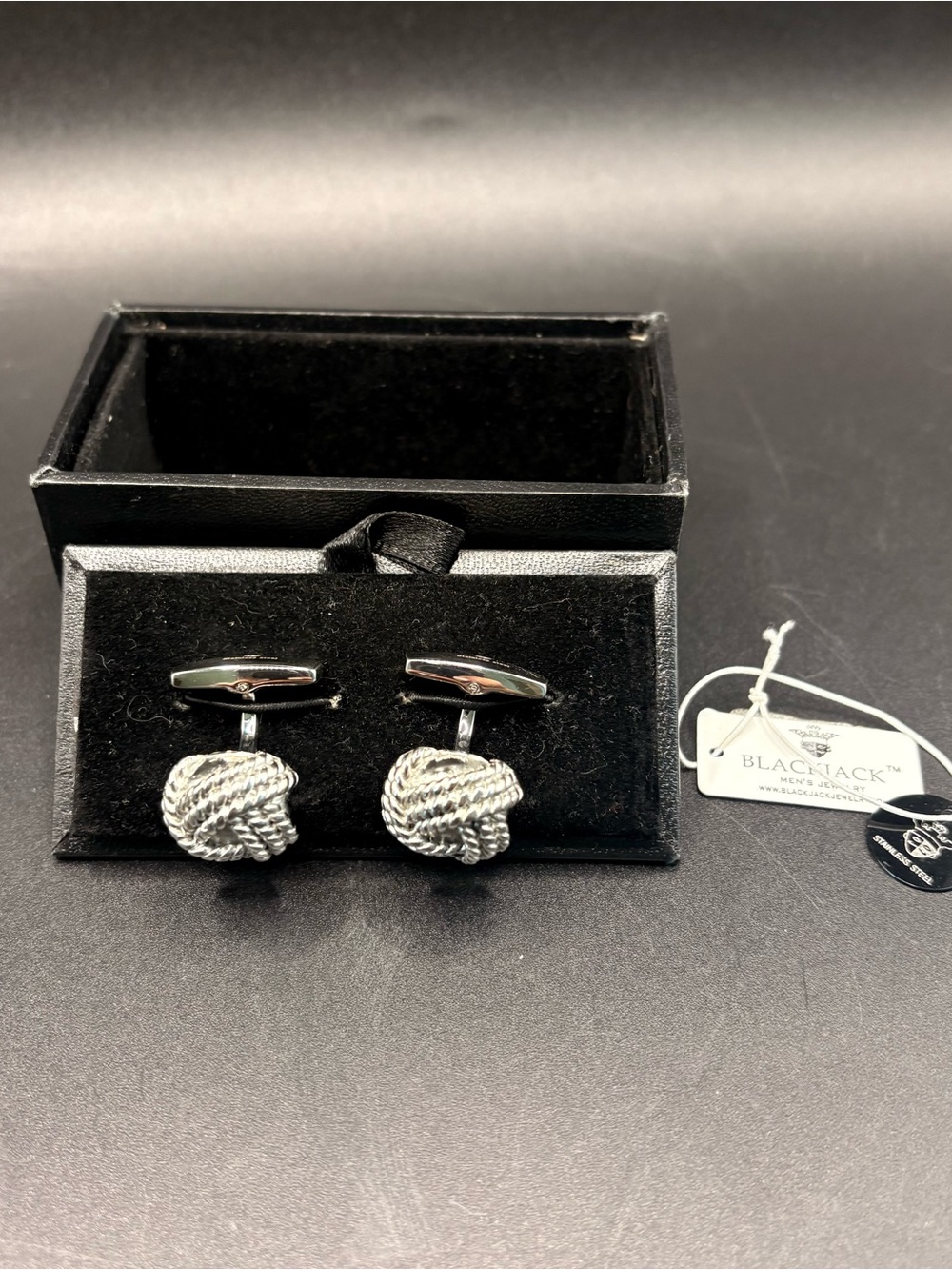 BlackJack Silver Button Men's Cufflinks New With Box
